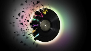 Record bats flying dark sky - punk art free wallpaper