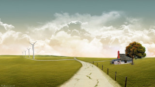 House grassy hill wind turbines - a grassy hill free wallpaper