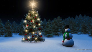 Snowman christmas tree star lights - a christmas tree free wallpaper for desktop