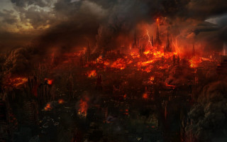 Apocalyptic city fire smoke dusk - apocalyptic free wallpaper