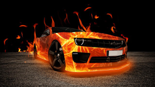 Car flames glowing embers autumn - flame free wallpaper