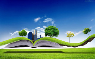 Open book trees buildings field - an open book free wallpaper