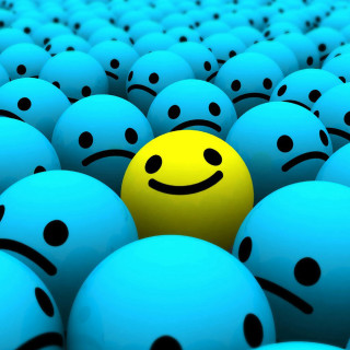 Yellow smiley blue balls black 3 - stuckism free wallpaper for tablet