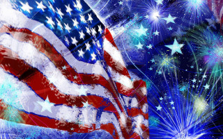 Patriotic flag fireworks stars sky - patriotic free wallpaper