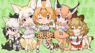 Anime girls cats back group 2 - cat free wallpaper