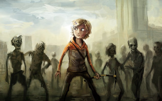 Zombies man knife woman standing - a group of zombies free wallpaper