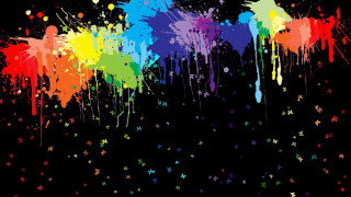 Rainbow paint splatter background stars - graffiti art free wallpaper