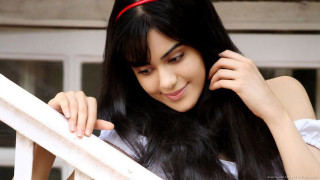 Woman long black hair red 7 - a red ribbon free wallpaper