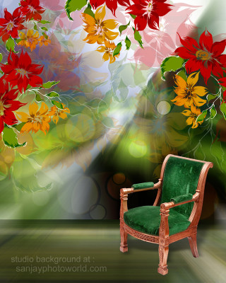 Chair painting flowers spotlight wall - a spotlight free wallpaper