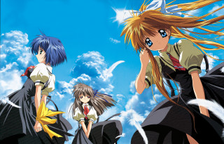 Anime girls cloudy day blue 2 - blue sky free wallpaper