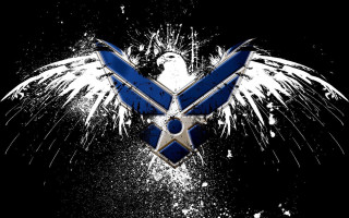 Blue white logo wings black - computer graphic free wallpaper