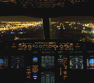 City night view cockpit plane - free airplane wallpaper for tablet