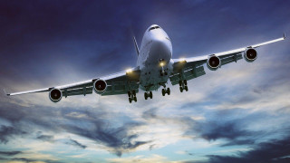 Jetliner cloudy sky dusk lights - dusk free wallpaper