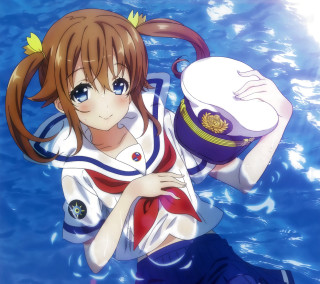 Girl sailor outfit water holding - her shoulder free wallpaper for tablet