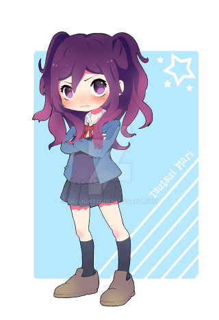 Purple hair girl starry background - temporary free wallpaper for mobile