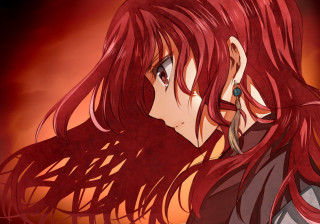 Girl red hair black shirt - ufotable free wallpaper