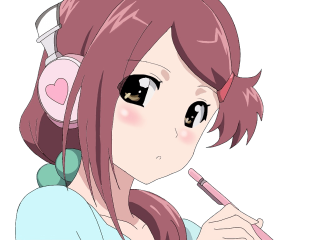 Girl pink hair headphones brushing - anime art style free wallpaper