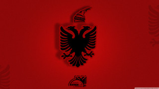 Red background black eagle crown - free neon wallpaper for desktop
