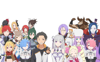 Anime characters group white background - a white background behind them free wallpaper for desktop