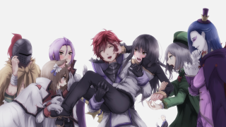 Anime characters standing line backs 2 - a line free wallpaper