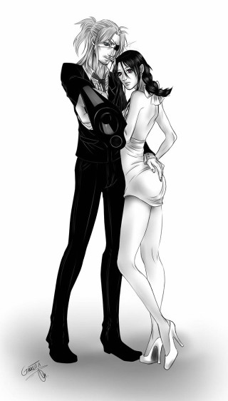 Couple people standing together drawing - funk art free wallpaper for mobile