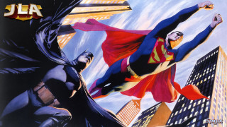 Flying man batman superman city - a painting of a man free wallpaper