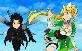 Anime characters flying sky together - the sky together free wallpaper