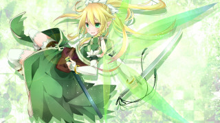 Girl green dress holding sword - a green dress holding free wallpaper for desktop