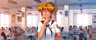 Cartoon girl classroom people background - her phone free wallpaper