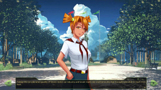 Woman uniform park trees sky - a woman in a uniform free wallpaper