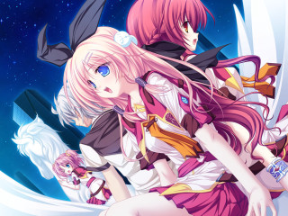 Anime girls bed night sky - a bed in front free wallpaper