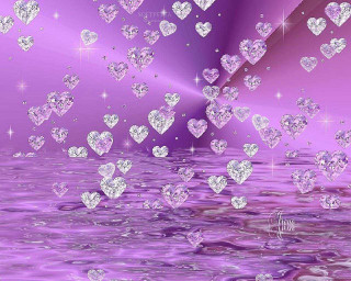 Purple background floating hearts sparkling - star above free wallpaper