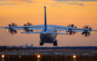 Plane taking off runway sunset - the runway free wallpaper