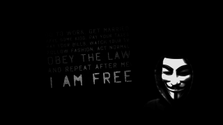 Person mask i am free - a text free wallpaper