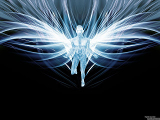 Blue angel white wings hologram - blue wing free wallpaper