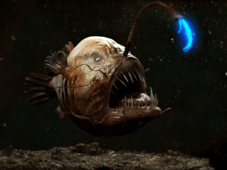 Fish mouth open blue moon - a fish free wallpaper