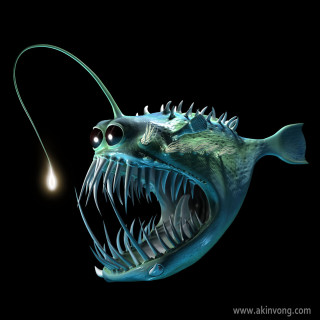 Fish lightbulb hook bioluminescence pop - amano free wallpaper for tablet