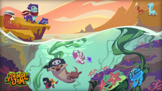 Cartoon man swimming ocean animals - other animal free wallpaper