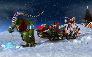 Elves sleigh presents snow christmas - a sleigh free wallpaper