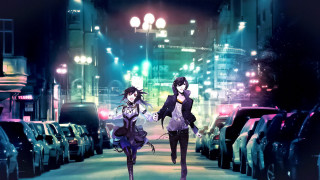 Anime characters night street cars - two anime character free wallpaper for desktop