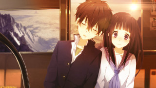 Anime characters window mountains background - kyoto animation free wallpaper