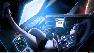 Spacewoman laptop aurora moon earth - a space station free wallpaper for desktop
