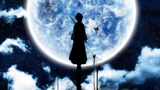 Man hill sword full moon 2 - a full moon in the background free wallpaper for desktop