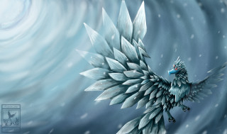 Bird wings snow blue fantasy - a painting of a bird free wallpaper