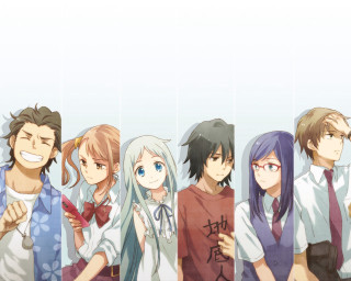 Anime characters group white wall 2 - mosaic free wallpaper for desktop