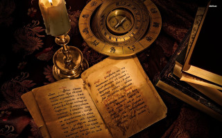 Gothic ocult book pen candle - occult free wallpaper