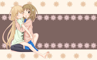 Anime girls sitting floor brown - a couple of anime girls sitting next free wallpaper