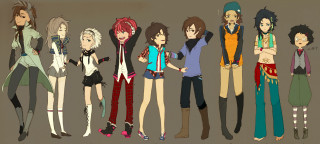 Anime characters lineup outfits hair - final free wallpaper