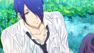 Man blue hair tie sitting - awataguchi takamitsu free wallpaper