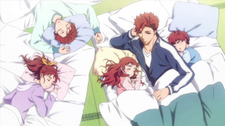 Group people laying bed pillows - one person free wallpaper